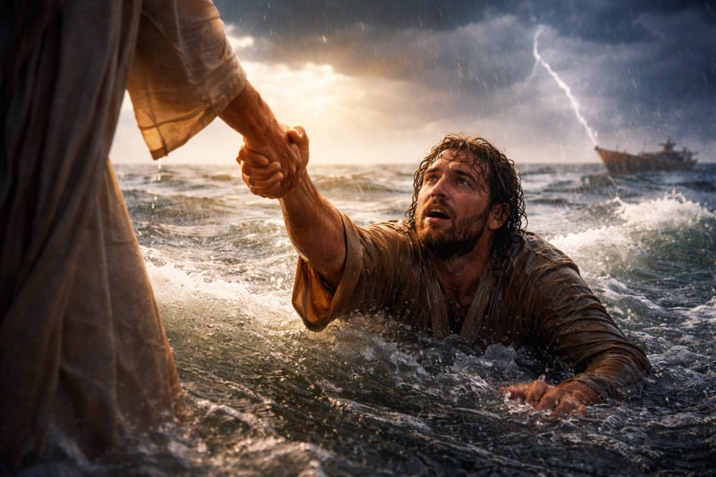 pedro e jesus na tempestade.